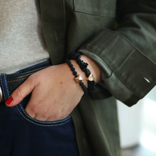 Load image into Gallery viewer, Bangle Band - Gold Stud (Black)