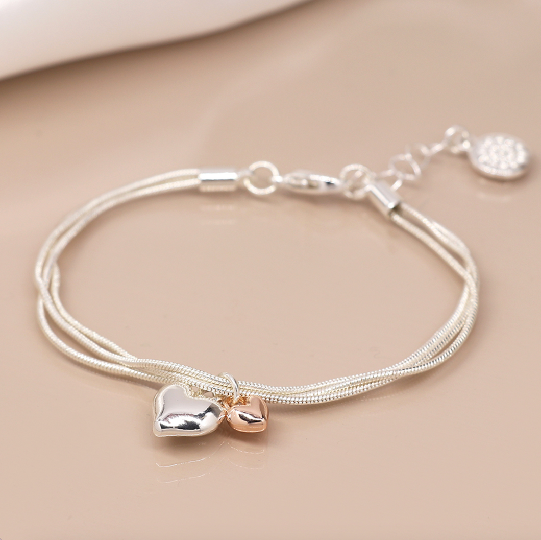 Triple Chain Hearts Bracelet