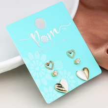 Load image into Gallery viewer, Triple Heart &amp; Crystal Stud Earring Set