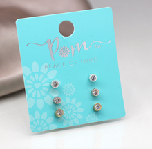 Load image into Gallery viewer, Triple Crystal Stud Earring Set