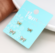 Load image into Gallery viewer, Crystal Bow Earring Set