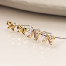 Load image into Gallery viewer, Crystal Bow Earring Set