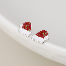 Load image into Gallery viewer, Sterling Silver Santa Hat Earrings