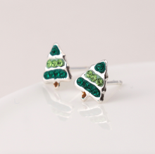 Load image into Gallery viewer, Sterling Silver Christmas Tree Earrings