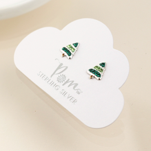 Load image into Gallery viewer, Sterling Silver Christmas Tree Earrings