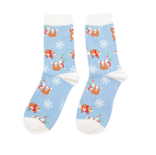 Load image into Gallery viewer, Socks - Christmas Sloth (Powder Blue)
