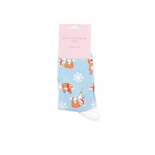 Load image into Gallery viewer, Socks - Christmas Sloth (Powder Blue)