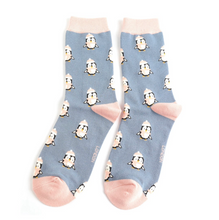 Load image into Gallery viewer, Socks - Cute Penguins (Denim Blue)