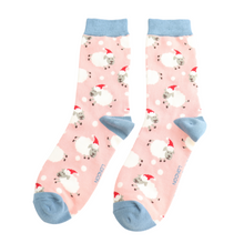 Load image into Gallery viewer, Socks - Santa Sheep (Dusky Pink)