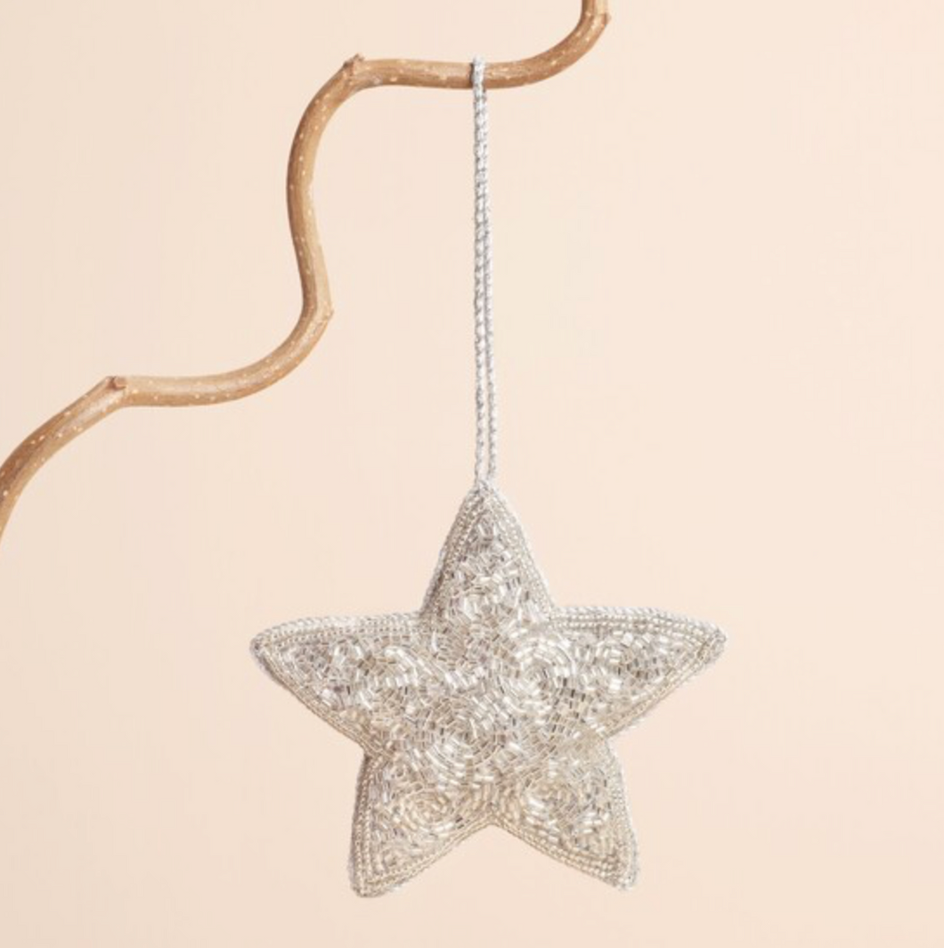 Beaded Star Decoration (Silver)