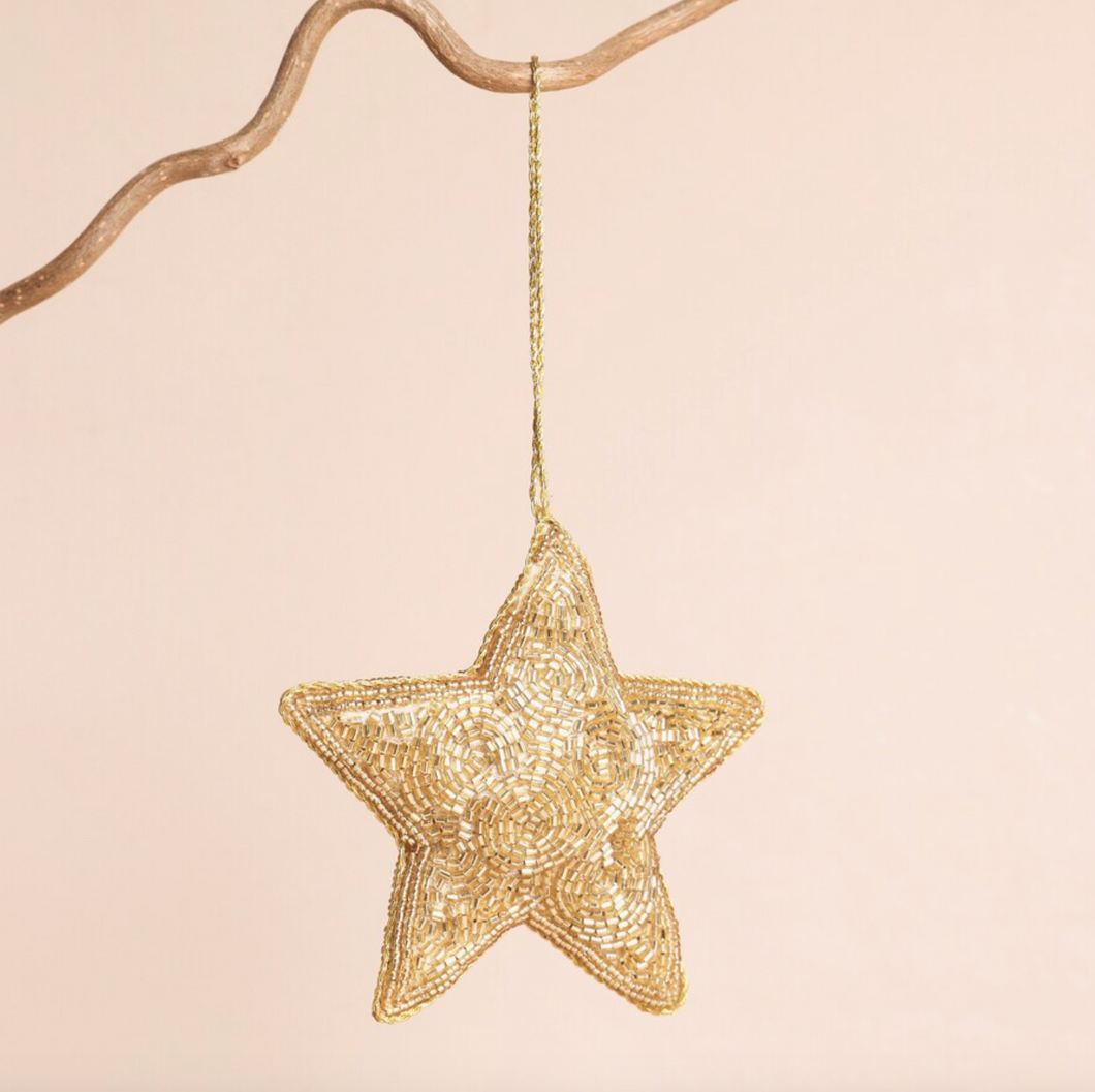 Beaded Star Decoration (Gold)
