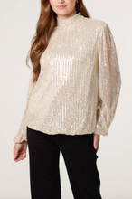 Load image into Gallery viewer, Sequin High Neck Top